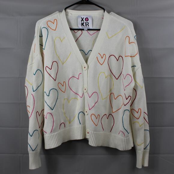 Kerri Rosenthal XOKR Sweater Women Small Rainbow Heart Artsy Whimsical Soft Girl - Picture 2 of 13